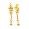 Brass Pendants, with Jump Rings, Cadmium Free & Lead Free, Leaf & Bell Charms, Matte Gold Color, 48mm, Hole: 3.6mm