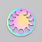 Ion Plating(IP) 201 Stainless Steel Pendants, Laser Cut, Phase of the Moon, Rainbow Color, 23x1mm, Hole: 1.8mm