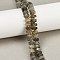 Natural Labradorite Beads Strands, Faceted, Disc, Heishi Beads, with Seed Beads, 8x2.5~4.5mm, Hole: 1mm, about 74~75pcs/strand, 15.47~15.55''(39.3~39.5cm)