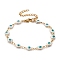 Enamel Oval with Evil Eye Link Chains Bracelet, PVD Vacuum Plating 304 Stainless Steel Jewelry for Women, Golden, White, 6-1/2 inch(16.5cm)
