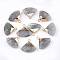 Electroplate Natural Labradorite Pendants, with Brass Findings, Faceted, Triangle, Golden, 17~18x19~20x6~7mm, Hole: 1.8mm