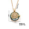 Vintage Sparkling Rhinestone Sun Pendant Necklaces, Brass Cable Chain Necklaces for Women, Golden, 15.75 inch(400mm)