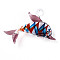 Handmade Lampwork Big Pendants, Dolphin Charms, Old Rose, 54~56x65~68x15~16.5mm, Hole: 5~6x6~7mm