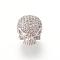 Brass Micro Pave Cubic Zirconia Beads, Cadmium Free & Lead Free, Skull, Platinum, 11.1x10.8mm