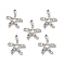 Alloy Rhinestone Pendants, Platinum Tone Starfish Charms, Crystal, 20x17x4mm, Hole: 2mm