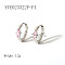 Elegant Stainless Steel Hoop Earrings, with Cubic Zirconia, Silver, 12.3x4.2mm