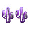 Spray Painted Iron Pendants, Cactus, Purple, 49x33x3mm, Hole: 1.2mm