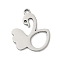 201 Stainless Steel Pendants, Swan Charms, Stainless Steel Color, 17x14.5x1mm, Hole: 1.4mm