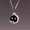 Natural Black Onyx(Dyed & Heated) Round Ball Pendants, Sphere Charms with Metal Dragon Wrapped, Platinum, 16mm