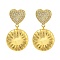 Rack Plating Brass Micro Pave Clear Cubic Zirconia Stud Earrings, Cadmium Free & Lead Free, Real 18K Gold Plated, Flat Round, 36x20mm