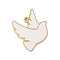 304 Stainless Steel Enamel Pendants, Bird Charm, Golden, White, 16.5x14.5x1mm, Hole: 1mm