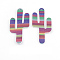 PU Leather Big Pendants, Cactus with Stripe Pattern, Colorful, 59x30x2mm, Hole: 1.5mm
