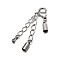 201 Stainless Steel Chain Extenders and 304 Stainless Steel Lobster Claw Clasps, Stainless Steel Color, 33mm Long, Clasp: 13x8x4mm, End: 9x4mm, Hole: 3.6mm.