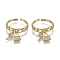 Adjustable Brass Micro Pave Clear Cubic Zirconia Cuff Rings, Open Rings, Long-Lasting Plated, Curb Chain Shape, Key & Lock, Real 18K Gold Plated, 4mm, Inner Diameter: 16.6mm