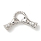 Rack Plating Brass Pave Black Cubic Zirconia Hands with Rings Links Connector Charms, with ABS Imitation Pearl, Cadmium Free & Lead Free, Long-Lasting Plated, Platinum, 17x29x5.5mm, Hole: 7.5mm