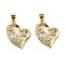 Brass Micro Pave Cubic Zirconia Pendants, Mother Themes, Long-Lasting Plated, Cadmium Free & Lead Free, Rack Plating, Real 18K Gold Plated, Heart, 20.5x17.5x4mm, Hole: 3.8x3.3mm