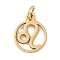 Ion Plating(IP) 304 Stainless Steel Charms, with Jump Ring, Laser Cut, Real 18K Gold Plated, Ring with Constellation Charm, Leo, 13.5x11x1mm, Hole: 3mm