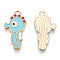 Light Gold Plated Alloy Enamel Pendants, Cadmium Free & Lead Free, Sea Horse Shape, Sky Blue, 22.5x11.5x1.5mm, Hole: 2mm