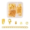 DIY Jewelry Making Finding Kit, Including Zinc Alloy Lobster Claw Clasps, Iron Open Jump Rings & Folding Crimp Ends & End Chains, Brass Snap on Bails & Wire Guardian, Golden, 200Pcs/box