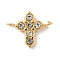 304 Stainless Steel Rhinestone Links Connector Charms, Golden, Cross, Crystal, 10.5x13x2.5mm, Hole: 1.5mm