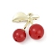 Alloy & Acrylic Pendants, Cherry, Light Gold, 29.5x29x13.5mm, Hole: 2mm