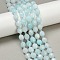 Natural Malaysia Jade Beads Strands, Rice-shaped, Dyed, Faceted, with Seed Beads, Aqua, 9~10x8~8.5mm, Hole: 1.2mm, about 31~32pcs/strand, 14.57''(37cm)~14.96''(38cm)
