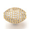 Brass Micro Pave Cubic Zirconia Beads, Cadmium Free & Lead Free, Oval, Clear, Golden, 16x12mm, Hole: 2mm
