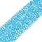 Transparent Glass Beads, 32 Facets, AB Color Plated, Round, Deep Sky Blue, 3.5x3mm, Hole: 1mm, about 163~166pcs/strand, 50~51cm