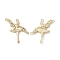 Brass Pave Clear Cubic Zirconia Connector Charms, Ballet Dancers Links, Real 18K Gold Plated, 28x29x3mm, Hole: 1.5mm