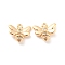 Brass Micro Pave Cubic Zirconia Charms, Cadmium Free & Nickel Free & Lead Free, Bees, Real 18K Gold Plated, 12x13x5mm, Hole: 1.4mm