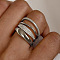 4Pcs Brass Micro Pave Clear Cubic Zirconia Finger Rings & Brass Finger Rings Set, Statement Rings for Women, Platinum, US Size 8(18.1mm)