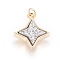 Druzy Resin Pendants, with Brass Finding, Star, Golden, Silver, 20x16.5x4~6mm, Hole: 3mm
