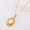 Chic Design Oval Stainless Steel with Imitation Pearl Pendant Necklaces for Women, Golden, 15.75 inch(40cm)