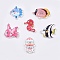 Printed Wooden Buttons, 2-Hole, Mixed Shapes, Dyed, Ocean Style, Mixed Color, 23.5~31x21.5~32x2.5mm, Hole: 1.5~2mm