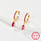 925 Sterling Silver Hoop Earring for Dangle Earrings, with Horse Eye Cubic Zirconia Dangle Charms, Fuchsia, 21x3mm