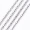 Tarnish Resistant 304 Stainless Steel Cable Chains, Unwelded, Flat Oval, Stainless Steel Color, 4x3mm