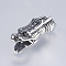 304 Stainless Steel Slide Charms, Dragon, Antique Silver, 38x11x14mm, Hole: 6~7x7mm