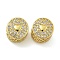 Rack Plating Brass Micro Pave Cubic Zirconia Beads, Long-Lasting Plated, Cadmium Free & Lead Free, Column with Heart, Real 18K Gold Plated, 11x10mm, Hole: 4.5mm
