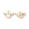 Brass Micro Pave Cubic Zirconia Pendants, Cadmium Free & Nickel Free & Lead Free, Wing with Crown, Real 18K Gold Plated, 13x18x5mm, Hole: 0.9mm