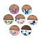 Resin and Walnut Pendants, Flat Round, Mixed Color, 38x2.5mm, Hole: 2mm