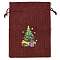 Christmas Theme Jute Cloth Storage Bags, Rectangle Drawstring Bags, FireBrick, Christmas Tree, 18x13x0.4cm