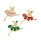 Brass Micro Pave Cubic Zirconia Pendants, with Glass, Cadmium Free & Nickel Free & Lead Free, Real 18K Gold Plated Dancer Charms, Mixed Color, 29x24x6.5mm, Hole: 6x3mm