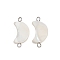 Natural Shell Moon Connector Charms, with 304 Stainless Steel Double Loops, Seashell Color, Stainless Steel Color, 20.5x10.5x3mm, Hole: 1.8~2mm
