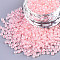 (Repacking Service Available) 8/0 Glass Seed Beads, Transparent Inside Colours Luster, Round Hole, Round, Pink, 8/0, 3~4x2~3mm, Hole: 0.8mm, about 400pcs/bag