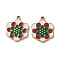 Ion Plating(IP) 304 Stainless Steel Pendants, with Enamel, Flower Charm, Golden, 17x14x1.5mm, Hole: 1.6mm