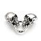 304 Stainless Steel Spring Gate Rings, O Rings, with Two Cord End Caps, Skull, Antique Silver, 55x15x14mm