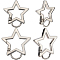 4Pcs 2 Styles Zinc Alloy Spring Gate Rings, with Hoop, Star, Platinum, 31~39x32.5~41x4mm, Hole: 9~12x8.5~9mm, 2pcs/style
