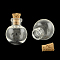Round Glass Bottle for Bead Containers, with Cork Stopper, Wishing Bottle, Clear, 2.5~2.85x1.98~2.03cm, Hole: 0.55cm, Bottleneck: 0.95cm in diameter, Capacity: 2.5ml(0.08 fl. oz)