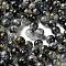 Transparent Crackle Acrylic Beads, Drawbench Style, Round, Two Tone, Black, 10x9.5mm, Hole: 2mm, 909pcs/500g