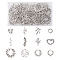 48Pcs 12 Style Tibetan Style Alloy Pendants, Olive Branch & Tree & Leaf Charms, Antique Silver, 25~53x15~53x2~3mm, Hole: 1.8~4mm, 4pcs/style